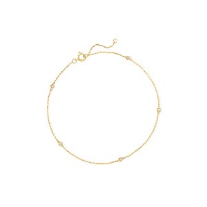 Pure Collection by Ross-Simons 0.10 ct. t.w. Diamond Station Anklet in 14kt Yellow Gold Size 9 - 1 of 4
