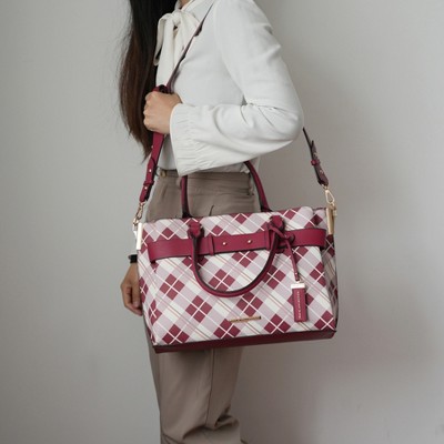MKF Collection Vivian Plaid Women’s Satchel Bag by Mia K - Burgundy Red — фото 5