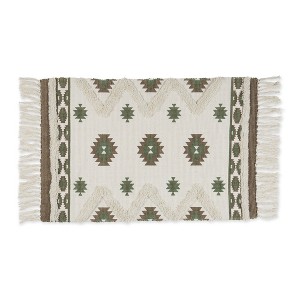 Design Imports Southwestern Textured Fringe - Brown & Green  - 2 X 3 Ft - 1 of 4