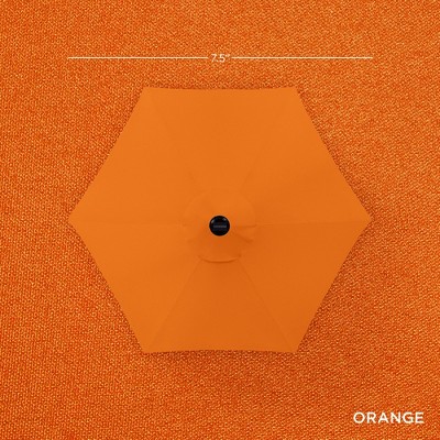 7.5ft Orange Solar Patio Umbrella with LED Lights and Steel Frame