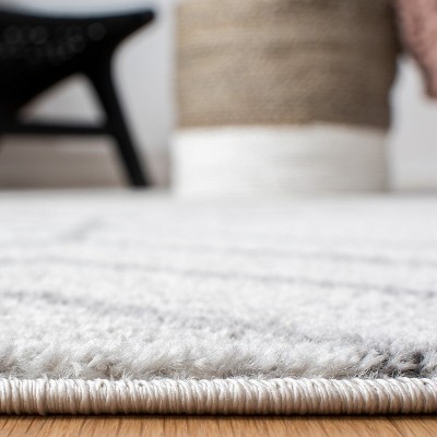 Light Grey and Dark Grey Geometric 6' x 9' Synthetic Area Rug