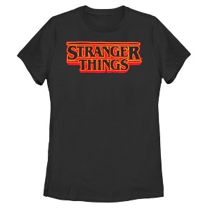 Womens Stranger Things Neon Orange Classic Logo T Shirt - 1 of 4