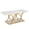 Resenkos Center Coffee Table, Living Room Table,Rectangle Coffee Table, 47.24" Center Table with Faux Marble Top,Faux Marble Black & Gold - 3 of 4