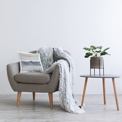 Abstract Blue and Gray Gradient Square Throw Pillow Set