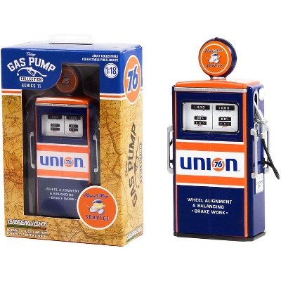 1954 Tokheim 350 Twin Gas Pump "Union 76 Minute Man Service" Dark Blue & Orange 1/18 Diecast Model by Greenlight
