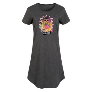 Women's LOL Surprise! Neonlicious Graphic T-shirt Dress - Heather Charcoal - Large - 1 of 4