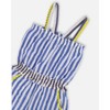 Deux par Deux Girl Sleeveless Seersucker Romper Blue and White Striped - 4 of 4