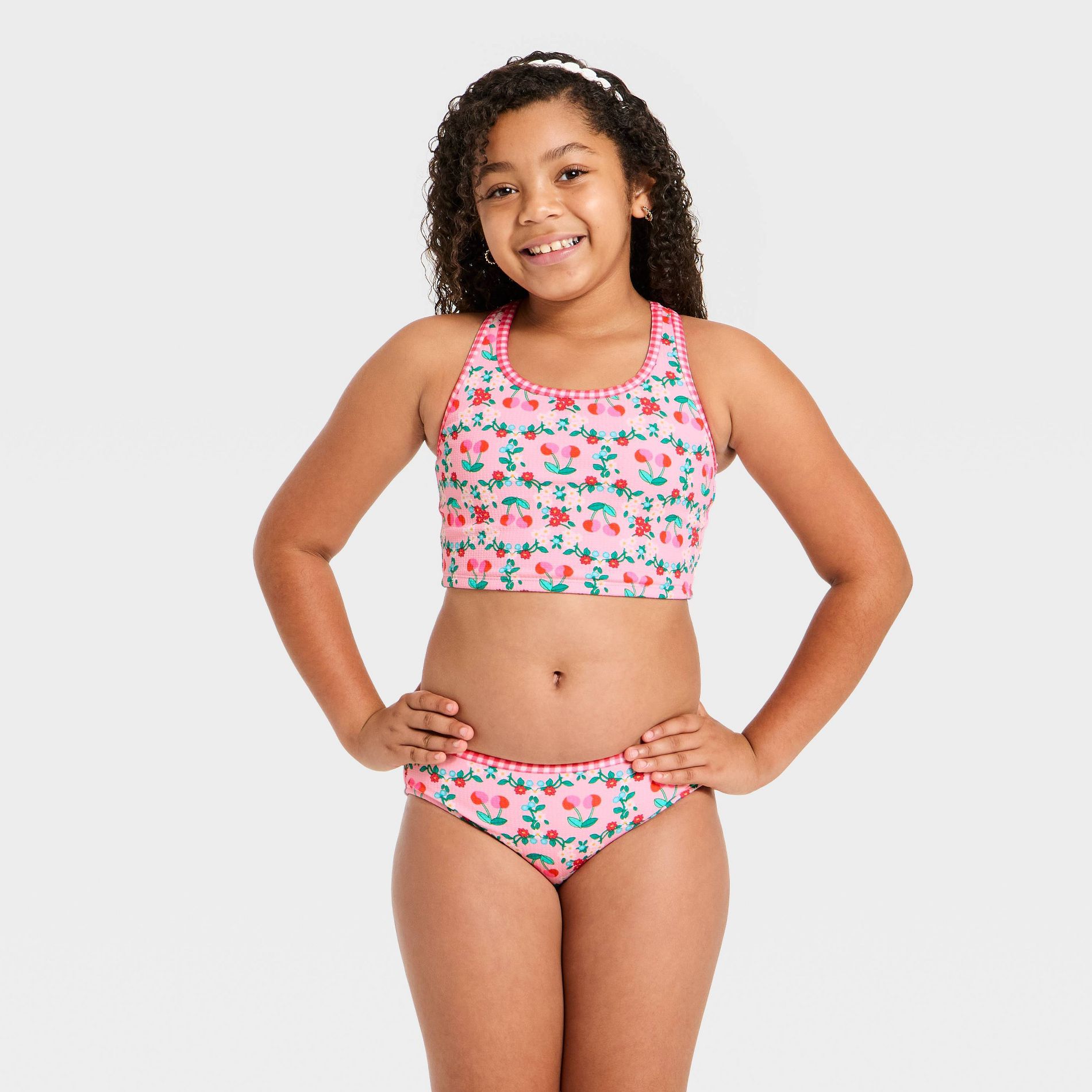 Girls' Cherry Summer Tankini Set - Cat & Jack™ Pink