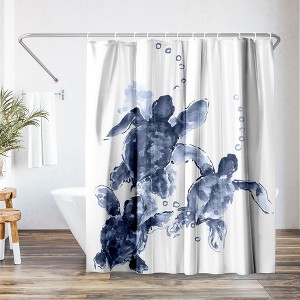 Americanflat 71x74 Sea Turtle Shower Curtain - 100% Polyester Shower Curtain - Water-Resistant Bath Curtain with Metal Grommets - 1 of 4