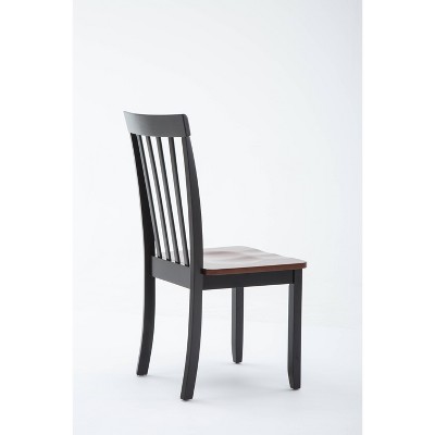 Black and Cherry Wood Transitional Side Chair Set