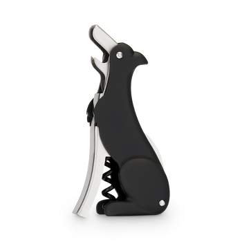 True Zoo Buddy Black Dog Double Hinged Corkscrew, Novelty Wine Key, Waiter’s Corkscrew Bottle Opener