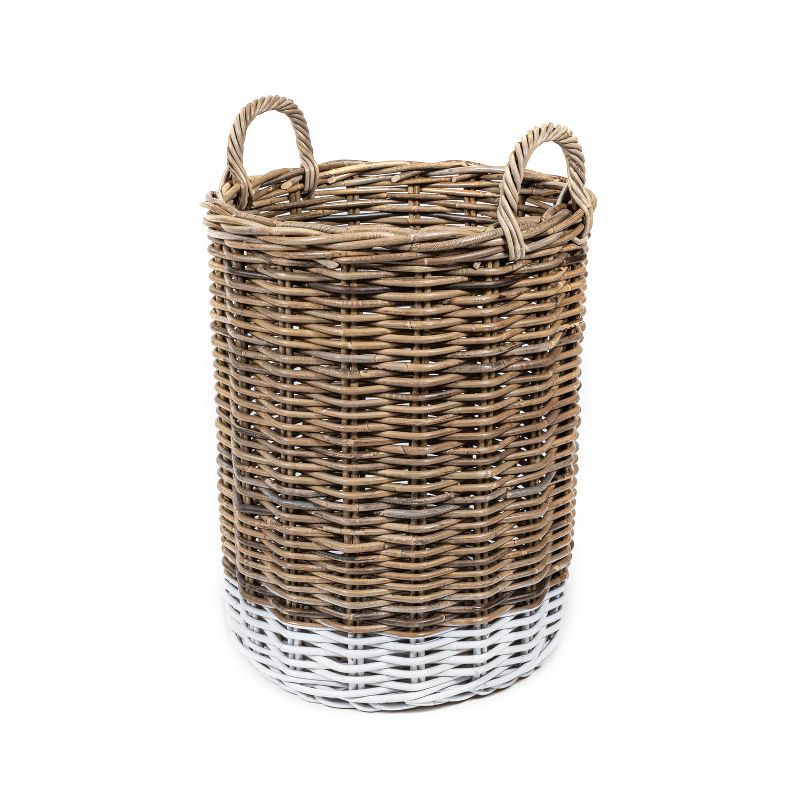 happimess Ternion Cottage Hand-Woven Rattan Nesting Baskets with Handles, Kubu Gray/White (Set of 3), 6 of 12
