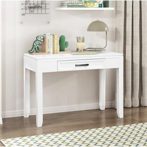 Vynxaria Wooden Writing Desk with Drawer in White Finish 1pc Storage Solution for Home Office Dorm Small Workspaces - 1 of 4