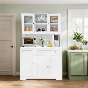 67.9" Tall Kitchen Pantry Cabinet, Freestanding Cupboard Storage Cabinet with Drawer, Kitchen Hutch Cabinet with Microwave Stand, Coffee Bar Cabinet - 1 of 4