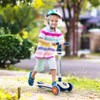 Infans Kick Scooter, Folding Lightweight Toddler Scooter w/LED Lighted Wheels, Adjustable Handlebar, Extra Wide Deck & Rear Brake, Blue + White - 3 of 4