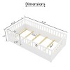 Floor Bed with High Fence and Door For Kids, Safe Montessori Design Bed with Guardrails,, Bed with Pine Wood Construction-Baofuwish - 4 of 4