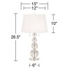 Vienna Full Spectrum Modern Table Lamp 26 1/2" High Stacked Clear Crystal Spheres Glass White Drum Shade for Bedroom Living Room House Home Nightstand - 4 of 4
