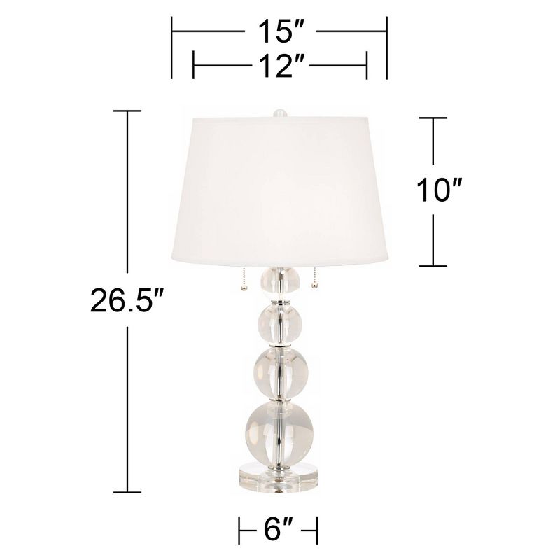 Vienna Full Spectrum Modern Table Lamp 26 1/2" High Stacked Clear Crystal Spheres Glass White Drum Shade for Bedroom Living Room House Home Nightstand, 4 of 10