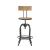 HomeRoots Natural and Black Wood and Metal Low Back Adjustable Height Swivel Bar Chair - 4 of 4