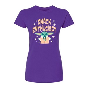 Women's - Star Wars - The Mandalorian Snack Enthusiast Grogu Fitted Graphic T-Shirt - 1 of 2
