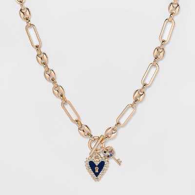 SUGARFIX by BaubleBar Heart and Key Pendant Link Chain Necklace