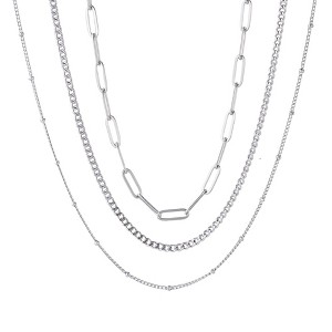 Adornia Tarnish Resistant Silver Set of 3-Chain Necklaces - 1 of 4