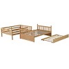 VASIP Full Over Full Rubber Wood Bunk Bed with Trundle, Ladder and Guardrails, Convertible to 2 Full Size Beds, with Twin Size Trundle,White Oak - 2 of 4