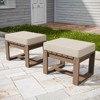EAGLE PEAK Natural Cedar Patio Ottomans with Removable Cushions, Outdoor Real Wood Slat Top Footrest - 2 of 4