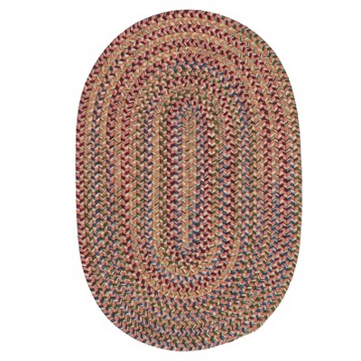 Handmade Red and Multicolor Oval Braided Area Rug 2x4