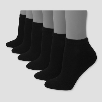 Hanes Premium Women's 6pk Cushioned No Show Socks - Black 5-9