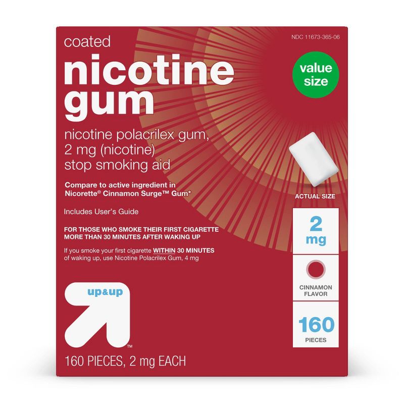 Coated Nicotine 2mg Gum Stop Smoking Aid - Cinnamon - up & up™, 1 of 10
