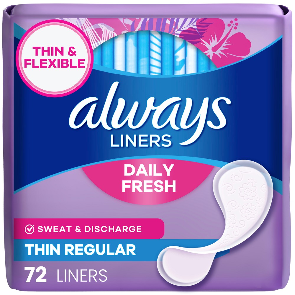 Always Dailies Thin Unscented Panty Liners - Regular - 72ct
