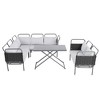Carrie 5-Piece Patio Sectional Sofa Set, Woven Rope Patio Conversation Set with Glass Table and Cushions, Outdoor Furniture - Maison Boucle - 2 of 4