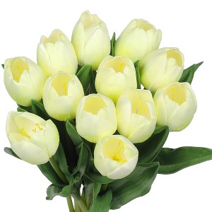 Unique Bargains Decoration Wedding Home Tulip Artificial Flowers 14.9" 12 Pcs - 1 of 4