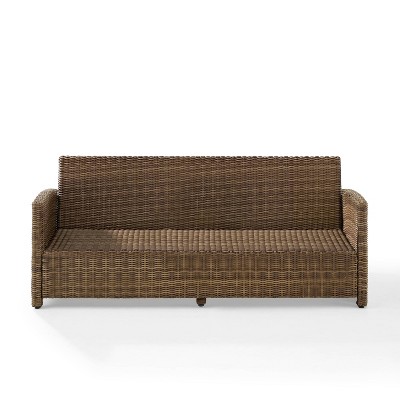 Coastal Gray Wicker Outdoor Sofa with Moisture-Resistant Cushions