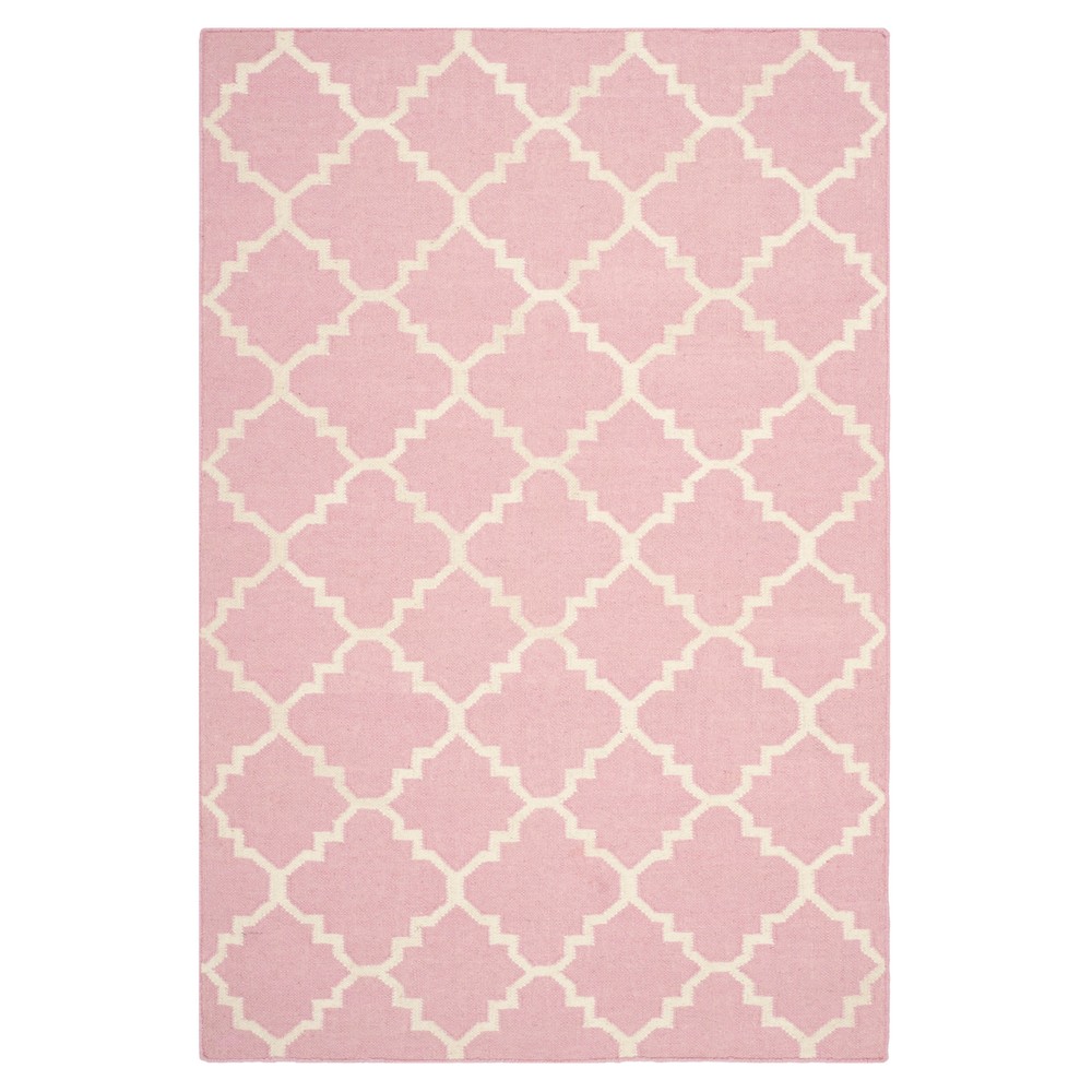 Pink/Ivory Quatrefoil Design Flatweave Woven Area Rug 4'X6' - Safavieh