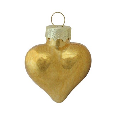 Northlight 56ct Shiny Gold Heart Glass Christmas Ornaments 1.75" (45mm)