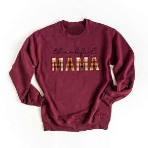 Simply Sage Market Women's Graphic Sweatshirt Thankful Mama Plaid - 1 of 2