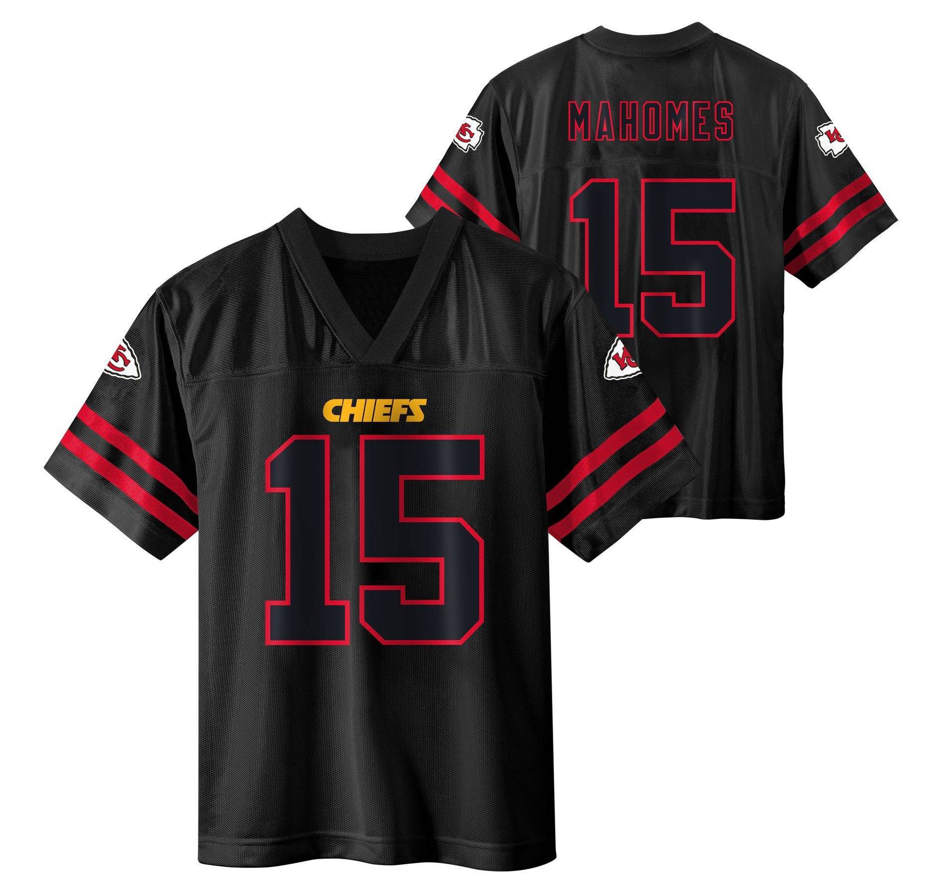 NFL Kansas City Chiefs Patrick Mahomes Boys' Black Short Sleeve Jersey - L