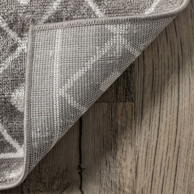 50'' Gray Synthetic Moroccan Trellis Low Pile Area Rug