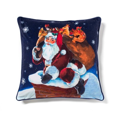 20"x20" Oversize Rooftop Santa Square Throw Pillow Dark Blue - Sure Fit