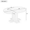 Retro Solid Wood Round Dining Table,Extendable Dining Table With 16" Middle Leaf,Double Layer Design Kitchen Dining Table-Coolbibila - 4 of 4