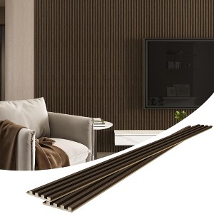 4 Packs 94.5” x 5.7” Solid Wood Panels for Wall, Acoustic Wood Slat Wall Panels for Interior Wall Decor，TV Background, Living Room - 1 of 4