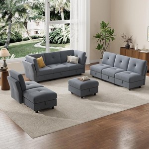 Modular Sectional Sofa, L-Shaped Reclining Couch with Storage, 9-Seat Convertible Cloud Sofa for Living Room & Home Office - 1 of 4