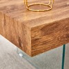 Racxily Walnut Colored MDF Coffee Table, with Tempered Glass Legs, Density Board Sticker, Reinforced Glass Legs - 4 of 4
