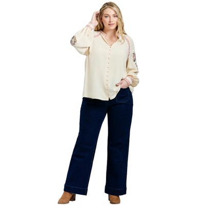 Avenue Women's Plus Size Chloe Embroidered Blouse