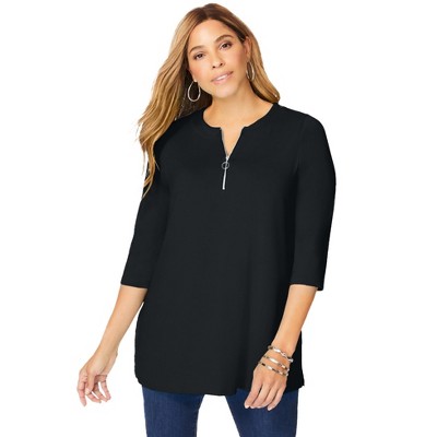 Jessica London Stretch Knit Zip Tunic