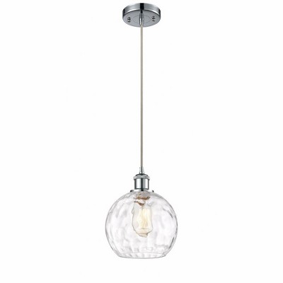 Athens Water Glass - 1 Light Cord Mini Pendant In Industrial Style-10 Inches Tall and 8 Inches Wide
