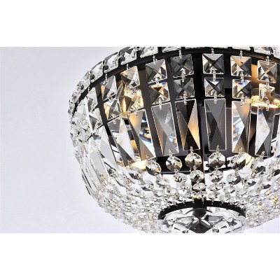 Tranquil 14 Inch Black and Crystal Flush Mount Light