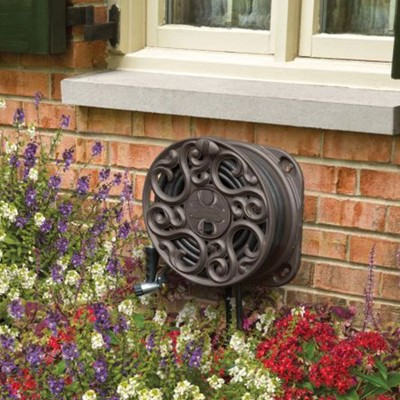 Bronze Decorative Wall Mount Hose Reel with Scroll Design
